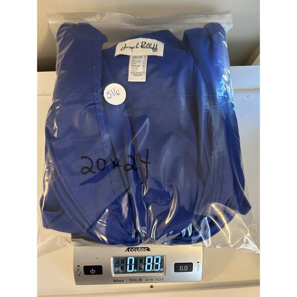 Joseph Ribkoff blouse evening wedding ruched side wire collar Designer blue 12 - Picture 6 of 6